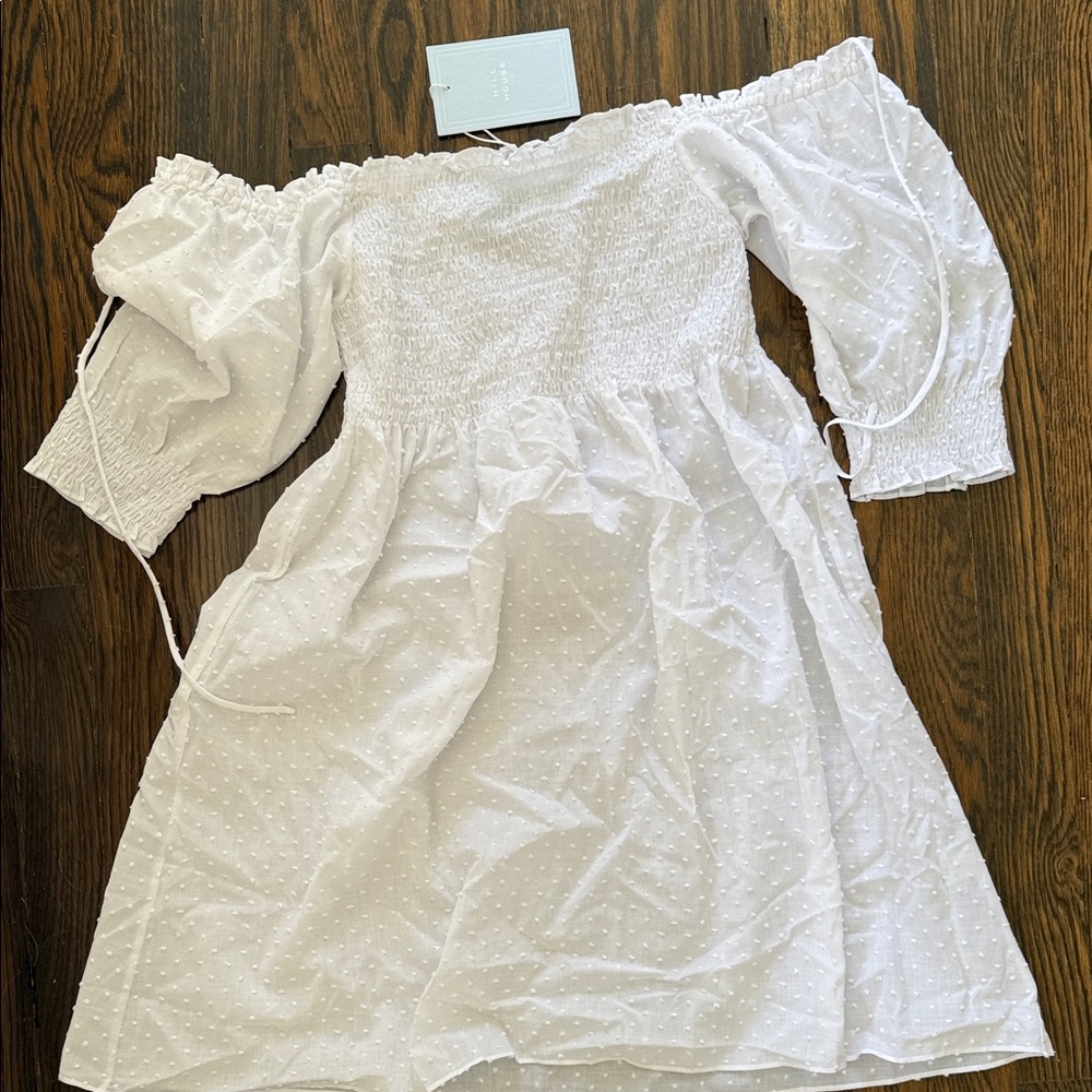 White Off-Shoulder Nap Dress NWT by Hill House